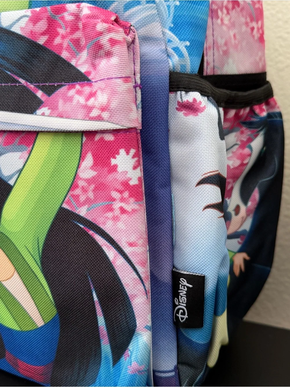 Disney Mulan Characters Backpack in Green, Blue, Pink